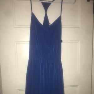 Royal blue thigh length dress with razor back.